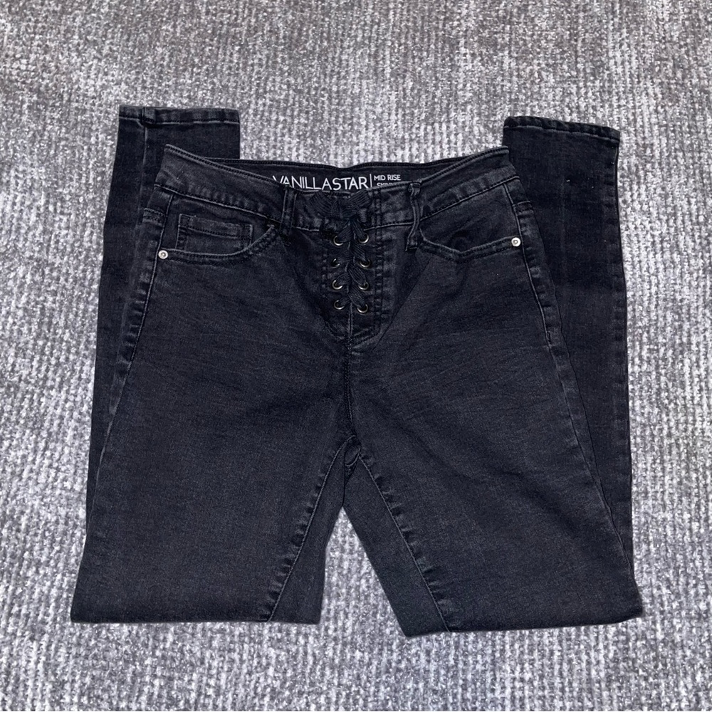 Vanilla Star Women's Black Mid-Rise Jeans